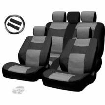 For Volkswagen Premium Black Grey Synthetic Leather Car Truck Seat Covers Set  - £38.59 GBP