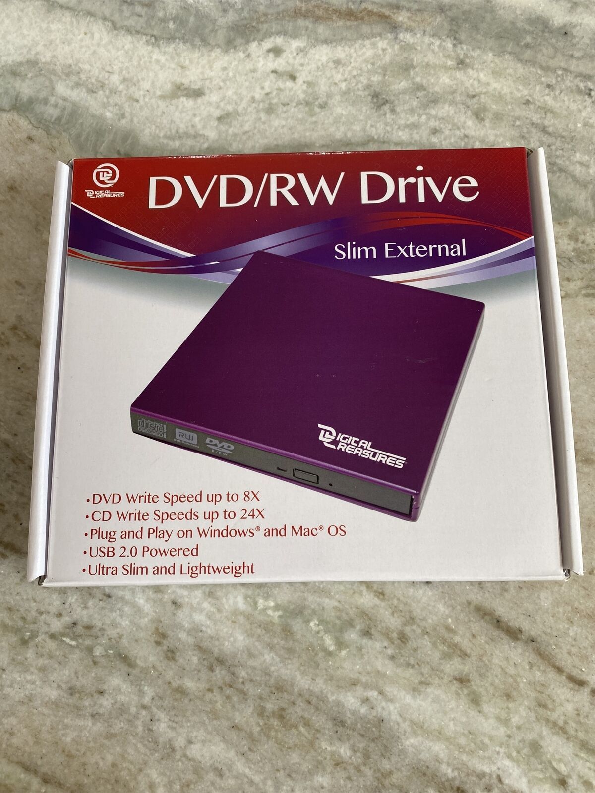 PC Treasures Slim External 8x USB 2.0 DVD Burner Black - $16.71