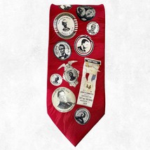 Museum Artifacts Political Theme Campaign Pins Men&#39;s Red Silk Neck Tie - $18.95