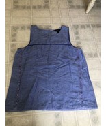 J. Crew Blue Embroidered keyhole Back Tank Top size 4 Cotton Linen Blend - $31.18