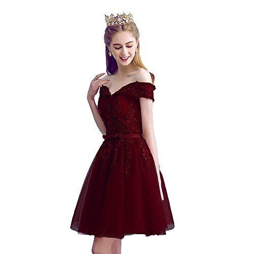 Kivary Plus Size Vintage Beaded Lace Short Prom Homecoming Dress Burgundy US 18W