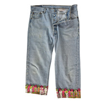 Y2K 2001 Levi’s 3 Sisters 501 Women’s Cropped Upcycled Flip Flop Hem Jea... - $96.97