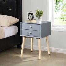 Side Table with 2 Drawer and Rubber Wood Legs;  Mid-Century Modern Stora... - $238.50