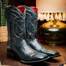 Marco Di Milano Genuine Snake Skin Cowboy Boot Missouri Black / Blue image 6