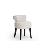 Modern Light Beige Linen Scrollback Lounge Stool Vanity Chair Fully Asse... - $264.27 CAD