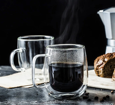 450mL double wall glass mug heat resistant coffee milk juice water cup bar gift - £22.33 GBP