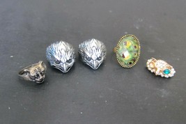 Estate 5 Occult/gothic Rings-OWL,Eagle,Tiger .Peacock Birds - £7.86 GBP
