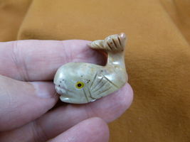 Y-WHA-SP-29 tan gray WHALE MOBY carving SOAPSTONE PERU figurine love bab... - $8.99