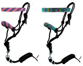 Western Horse Fancy Cowboy Knot Beaded Nose Horse Halter w/ Matching Lead Rope - £20.71 GBP
