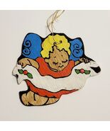 Vintage 1960s Christmas Ornament Angel Cloud 3&quot; Handmade Hand Painted Wood - €17,18 EUR