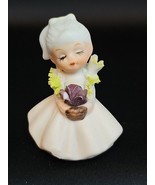 Napco Mini Bisque Porcelain Flower Girl of the Month Figurine Vintage 1970s - $29.14 CAD