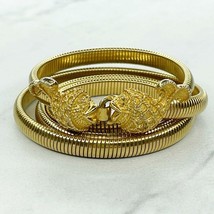 Mimi Di N Gold Tone Vintage Signed Kissing Fish Coil Stretch Belt Size Small S - £39.56 GBP