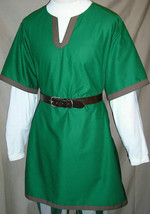 Medieval Celtic Viking  green Tunic Short Sleeves renaissance shirt LARP X-GIFT - £51.51 GBP+