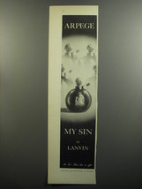 1952 Lanvin Arpege My Sin Perfume Advertisement - £14.56 GBP