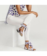 CAbi Tied Up Sandals Womens 8 Watercolor Lace Up Blue White Floral Gladi... - €38,68 EUR