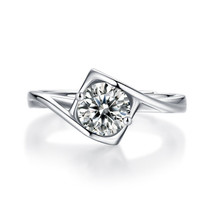 2 Ct Round DVVS1 Moissanite Platinum 950 Plated Adjustable Promise Twisted Ring - £40.03 GBP+
