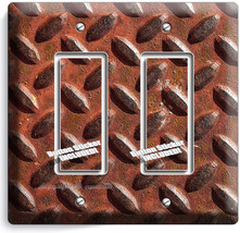 Rusted Industrial Diamond Metal Rustic Double Gfci Light Switch Plate Room Decor - £8.95 GBP