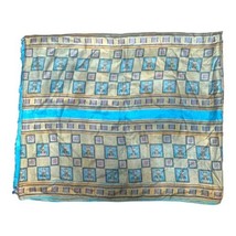 Vintage Blue Gold Silk Fabric 2.75 Yards 45&quot; Indian Belly Dancer For Dress Wrap - $42.53