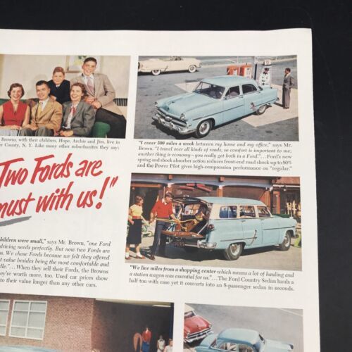 1954 Ford Blue Country Sedan Station Wagon Print Ad 10" x 13.5" - $13.99
