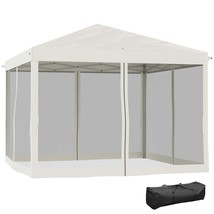 Outsunny 10x10 Pop Up Canopy Tent w/ Netting, EZ-Up - Beige - $175.99