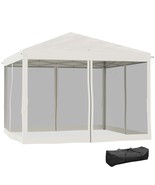 Outsunny 10x10 Pop Up Canopy Tent w/ Netting, EZ-Up - Beige - $175.99