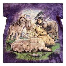 The Mountain 3D Tees Native American Dream Catcher Wolf Tshirt Tie Dyed Purple L - £51.47 GBP