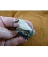 (Y-BIR-CA-457) Cardinal white red bird gemstone STONE carving Peru cardi... - $12.19