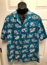 Paradise Style Hawaiian Shirt, Mens L, Teal Blue - $12.86
