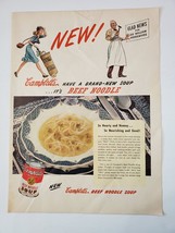1944 Campbell's Beef Noodle Soup Vintage WWII Print Ad - £12.19 GBP
