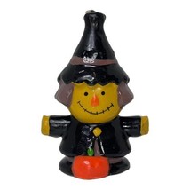 Vintage Witch Scarecrow Wax Candle Halloween Pumpkin Black Purple Hat Fall - $20.57