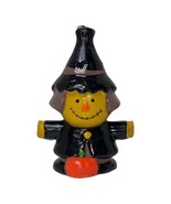 Vintage Witch Scarecrow Wax Candle Halloween Pumpkin Black Purple Hat Fall - $20.57