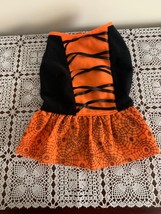 Halloween Witch Dog Dress Orange Black Spider Web Design  LARGE Party Festive - £10.27 GBP