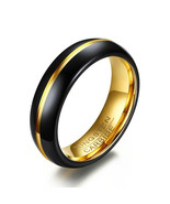 6mm Pure Tungsten Steel Slotted Black Gold Tungsten Carbide Classic Ring - £23.55 GBP