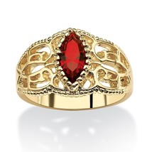 Women Marquise Cut 14K Gold Filigree January Garnet Birthstone Ring 5 6 7 8 9 10 - £55.77 GBP