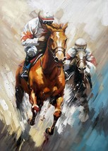20x28 inches Race  stretched Oil Painting Canvas Art Wall Decor modern01D - £119.90 GBP