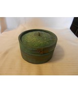 Hand Made Green Bamboo Round Trinket Box 5.75&quot; diameter x 3&quot; Tall - £31.38 GBP