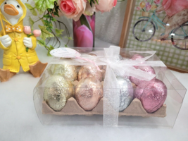 Easter Spring Faux Gold Foil Eggs Basket Vase filler Home decor Set of 12 - £23.36 GBP