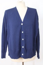 J Crew S Blue Summerweight Cotton Knit V-Neck Button-Up Cardigan Sweater C3368 - £13.94 GBP