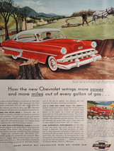 1954 Holiday Original Art Ad More Power More Miles CHEVROLET Bel Air Spo... - $10.80