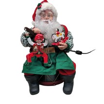 Santa Toy Maker Motionette Figure Sitting On Drum Holiday Creations Christmas - £35.54 GBP