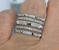 2.50Ct Round Lab-Created Diamond 5-Row Wedding Band Ring 14K White Gold Plated - £119.57 GBP
