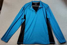Reel Legends Activewear Shirt Mens Size Medium Blue Black Polyester Logo... - $12.99