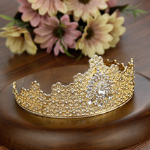 Sunspicems Gold Color Crystal Tiaras Women Crown Algeria Morocco Wedding Jewelry - £20.00 GBP