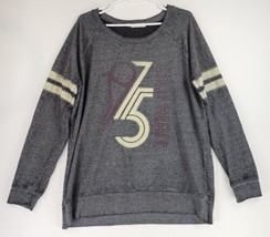 Maurices Sweater Womens 1 Gray Cream Striped 1975 Wild Heart Momcore Pullover - £14.20 GBP
