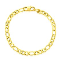 Stainless Steel 6mm Figaro Chain Bracelet - Gold Plated - £29.88 GBP
