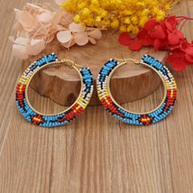 Go2boho Hoop Earrings Jewelry 2021 Ethnic Native Miyuki Beaded Earrings Women Ac - £17.41 GBP