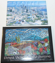 Seattle Space Needle Skagit Valley Tulip Festival Pair of Kitchen Fridge Magnet - £11.99 GBP