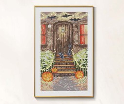 Halloween cross stitch ghost house pdf pattern - Yule cross stitch castle  - £6.82 GBP