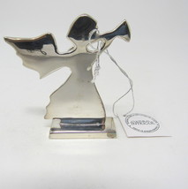 Angel Christmas Place Card Holder 2&quot; Silver Plated TableScape Decor Soli... - £13.01 GBP