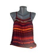 Cupio Women&#39;s Red Orange Multicolored Embellished Sleeveless Tank Top Si... - $13.54 CAD